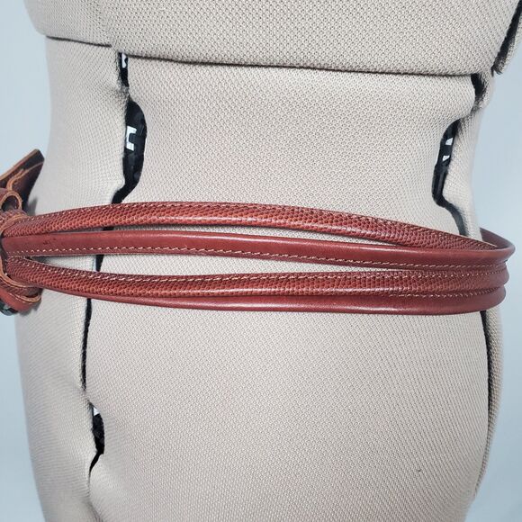 Ralph Lauren Women’s Brown Leather Belt Medium Tri-Strap O-Ring Fits 33-35" - Picture 3 of 6